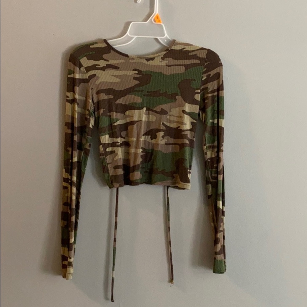 Forever 21 Camo Shirt backless with ties